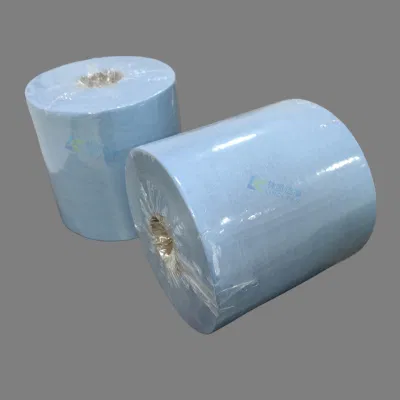 Blaue, staubfreie Airlaid-Reinigungspapierrollen aus Vliesstoff, Reinraumpapier zum automatischen Abwischen